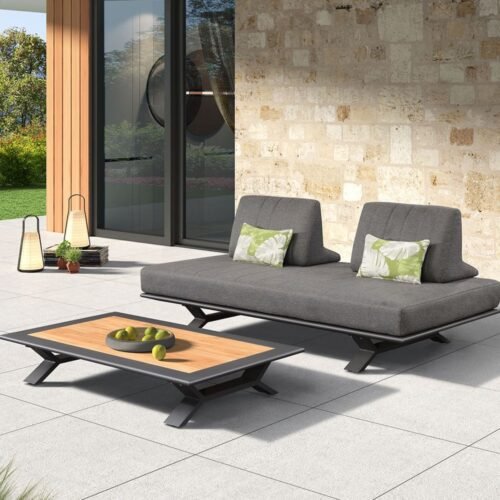 canape jardin aluminium 2 places